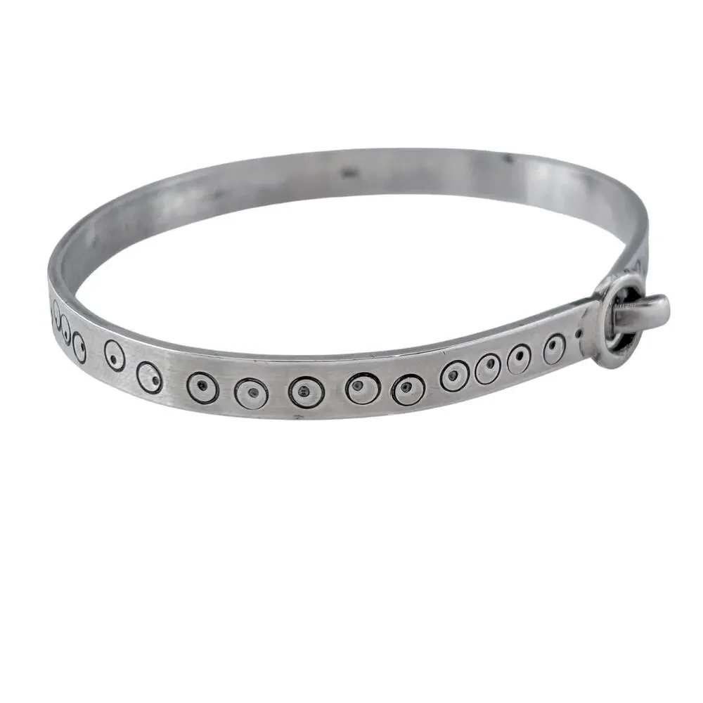 Vintage Sterling Silver 925 Stamped Circle Hook Bracelet 6.75